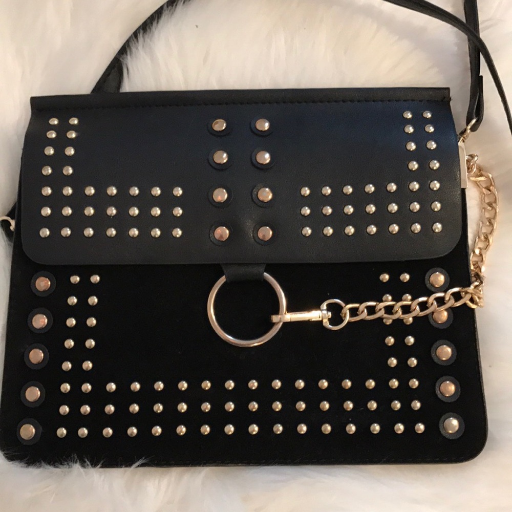 Black studded crosbody